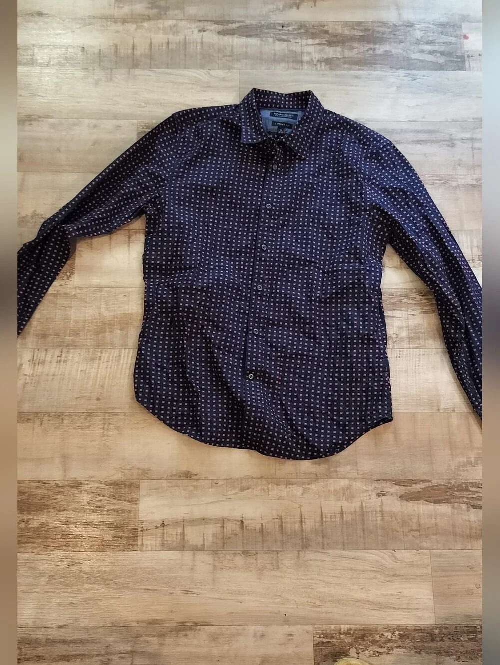 Banana Republic Navy Button-Down Shirt with White Dot Pattern
